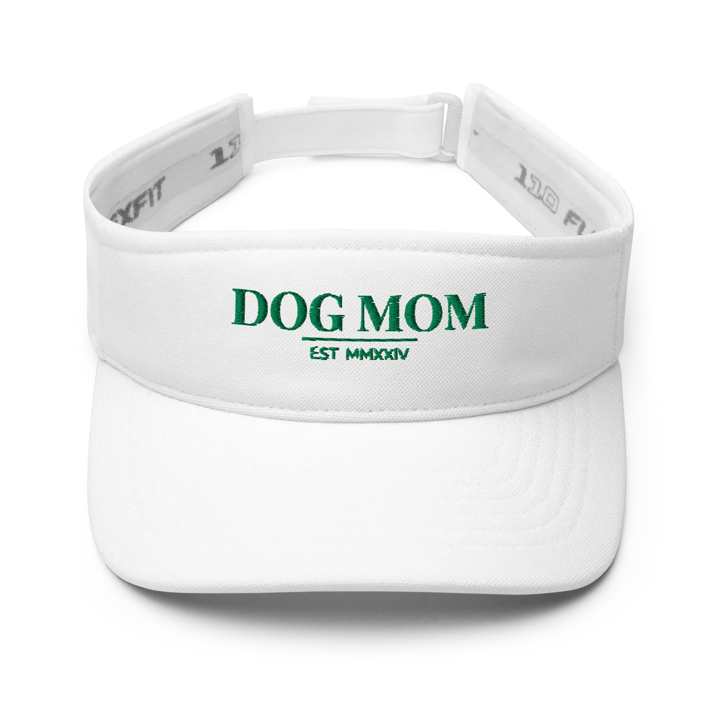 dog mom visor in white with embroidered logo