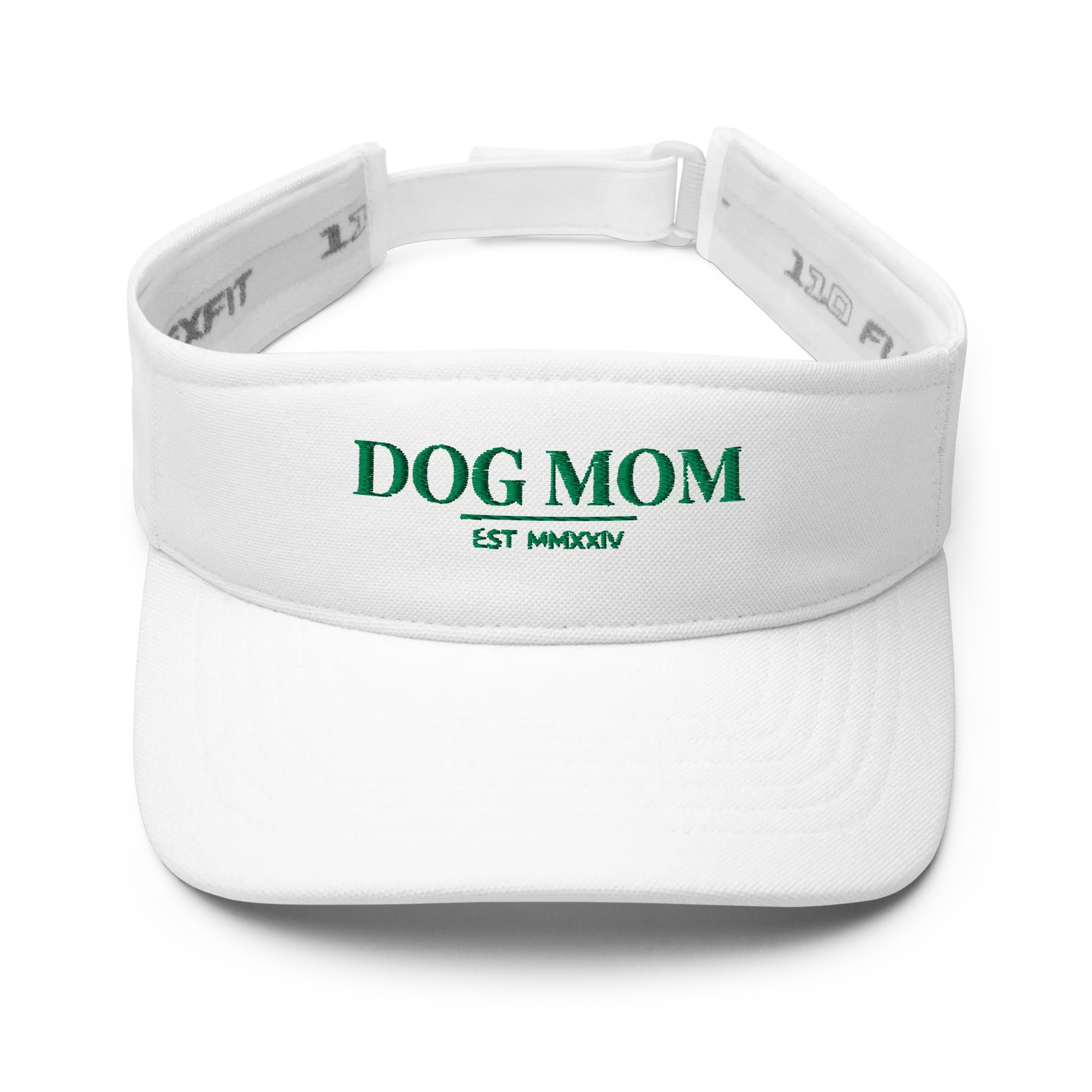 dog mom visor in white with embroidered logo