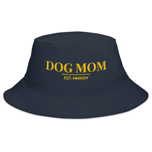 dog mom bucket hat in navy color