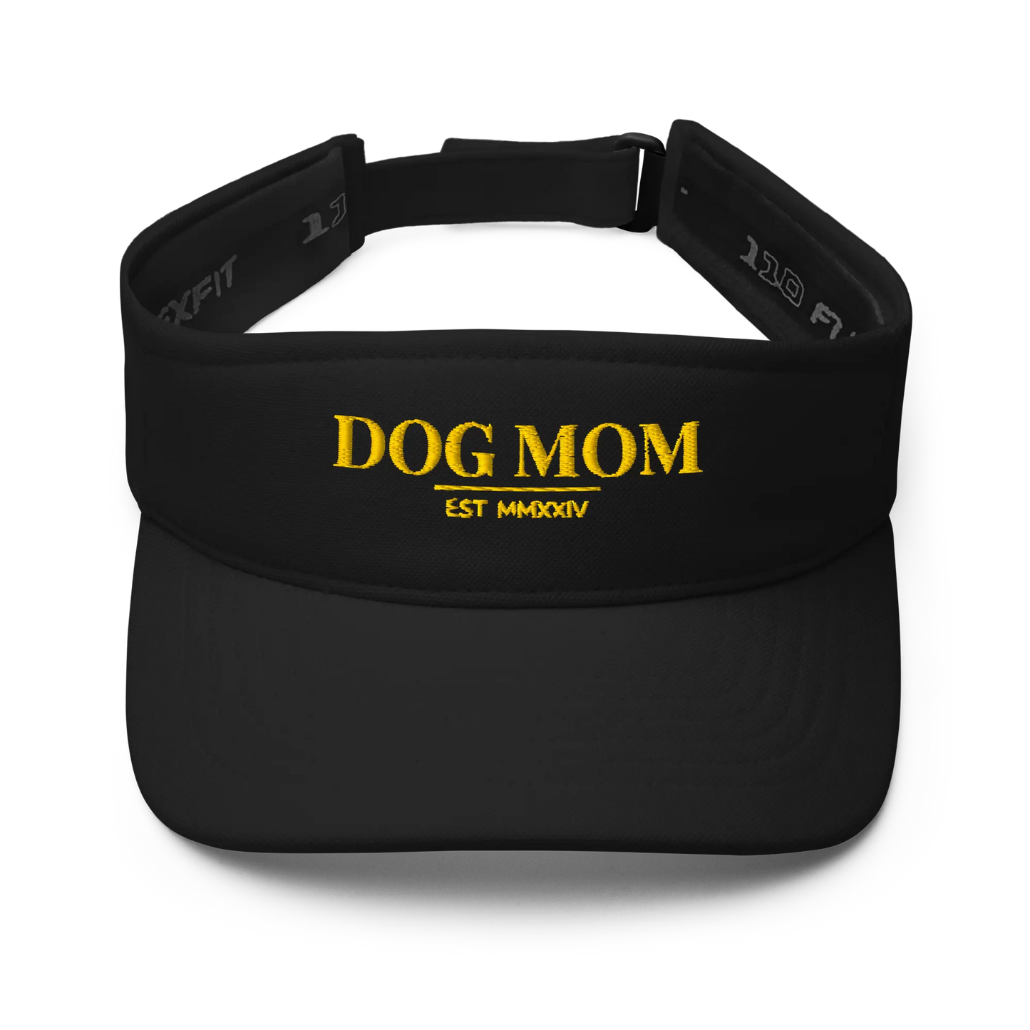dog mom visor in black with embroidered logo