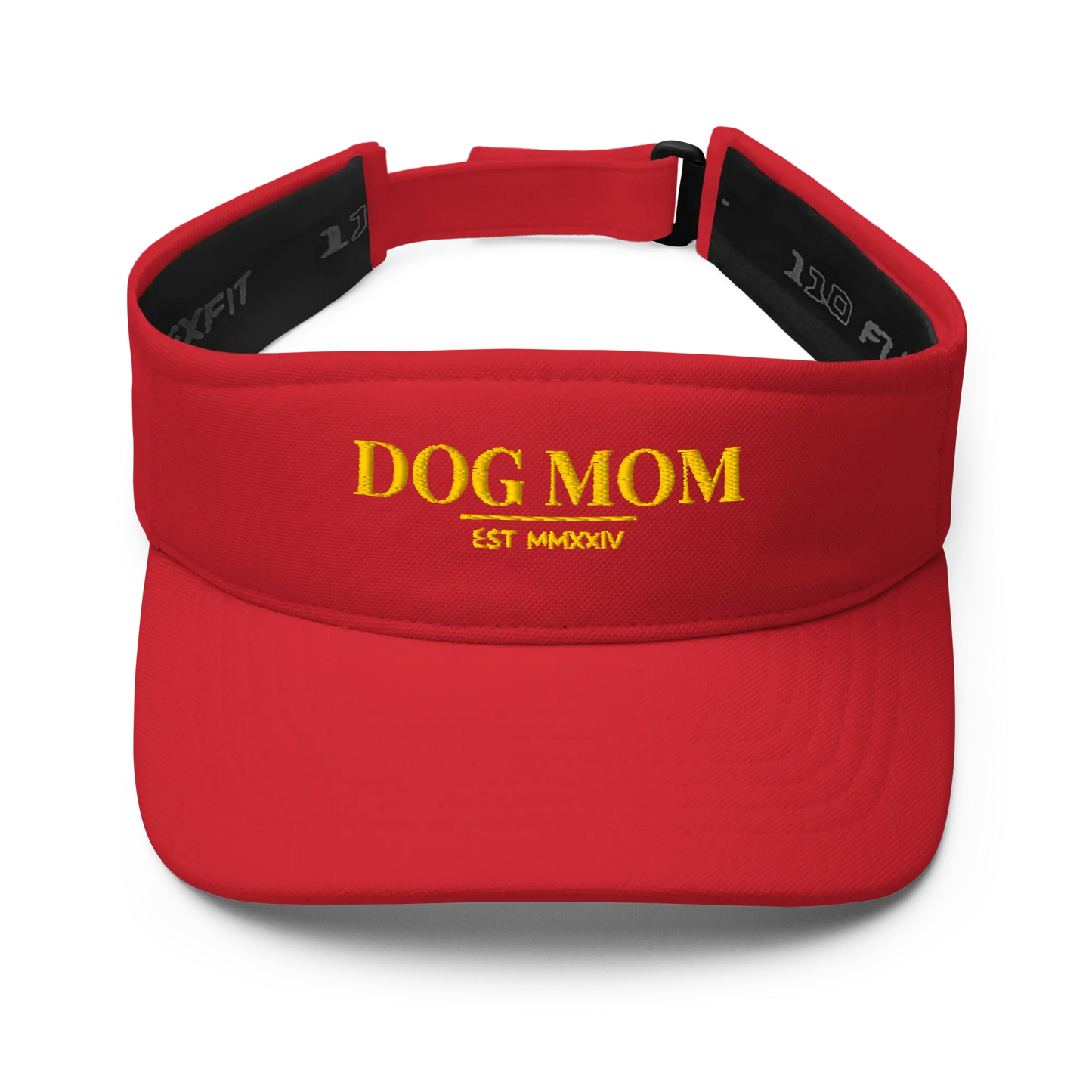 dog mom visor in red with embroidered logo