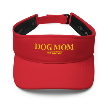 dog mom visor in red with embroidered logo